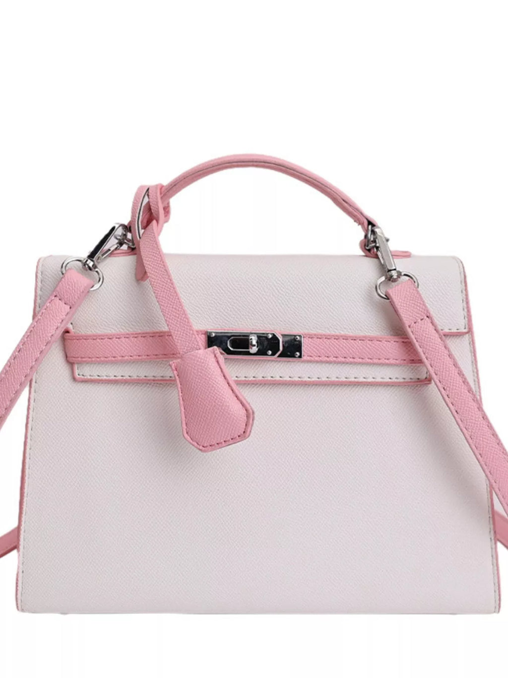 Contrast Trimmed Top-Handle Crossbody Bag