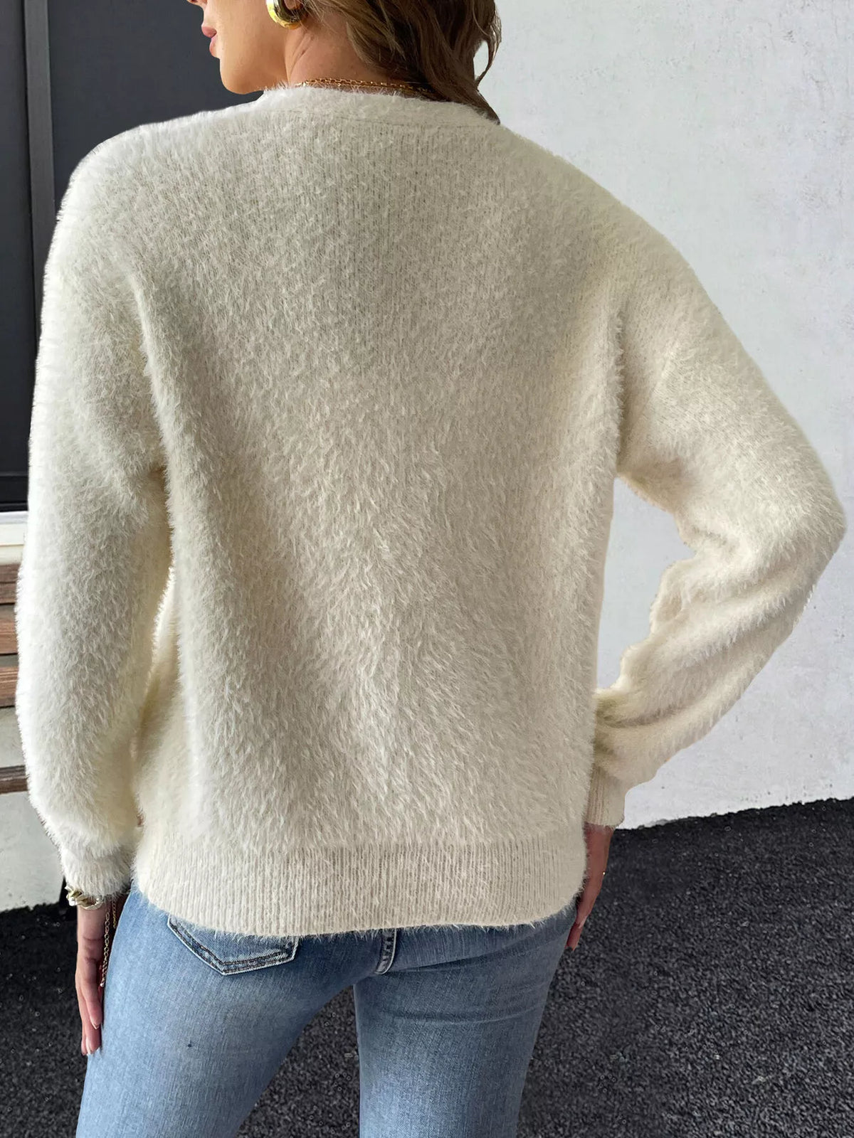 Strawberry Fuzzy Knit Cardigan