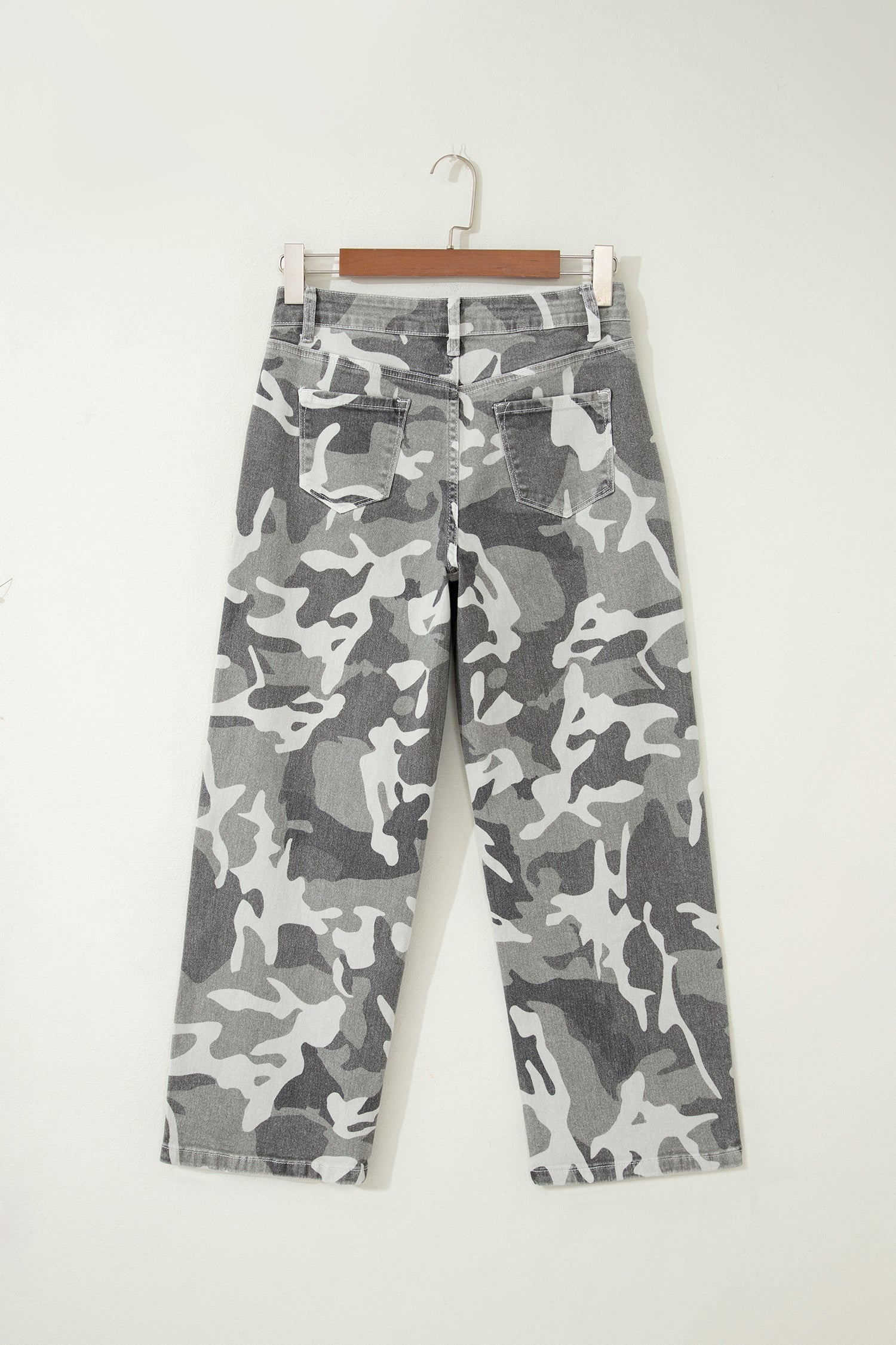 Green Camo Pattern Cotton Denim Shift Jeans