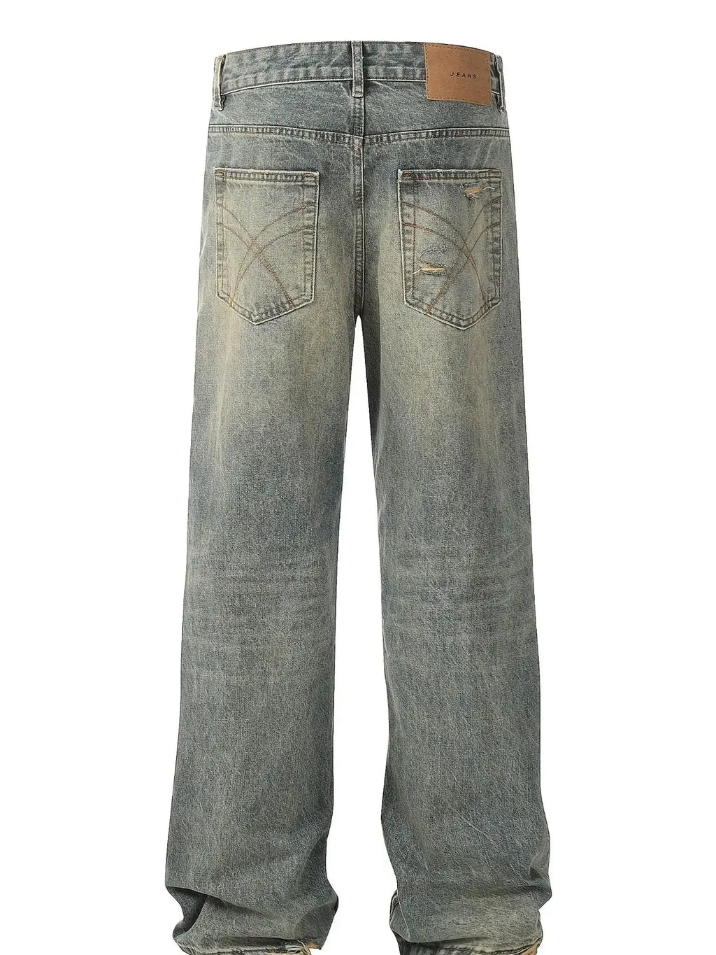 Men's Distressed Washed Straight Jeans