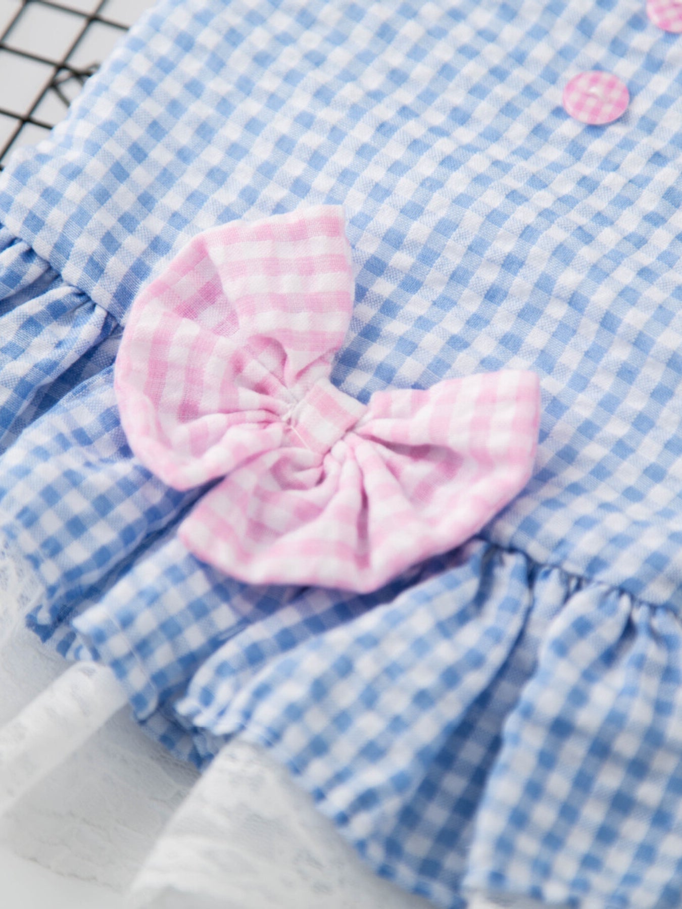 Gingham Ruffle Lace Pet Dress