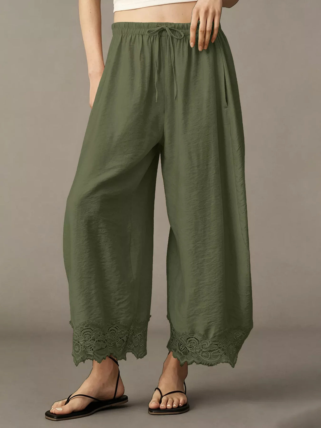 Drawstring Wide Leg Pants