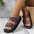 Ethnic Print Double Buckle Sandals