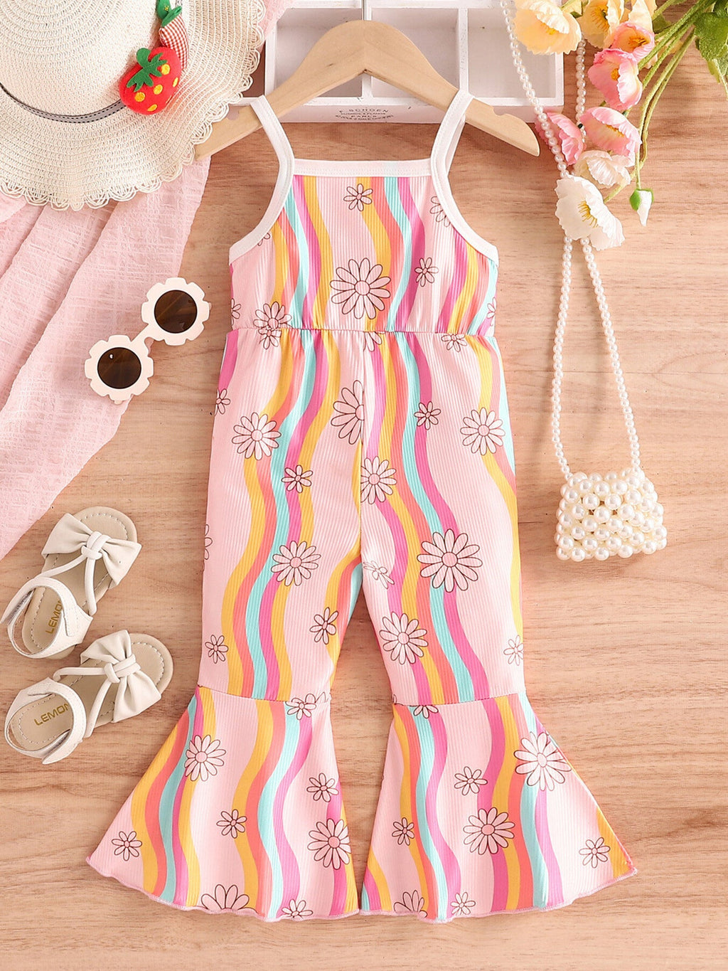 Children's Floral Print Flare Leg Jumpsuit