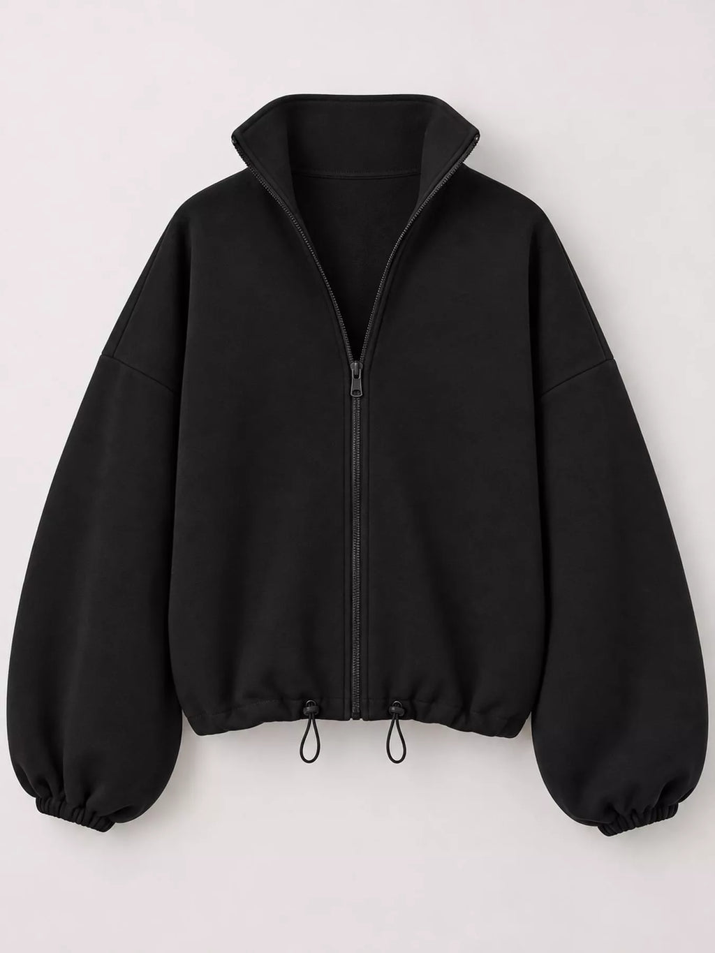 Drawstring Hem Zip Up Jacket