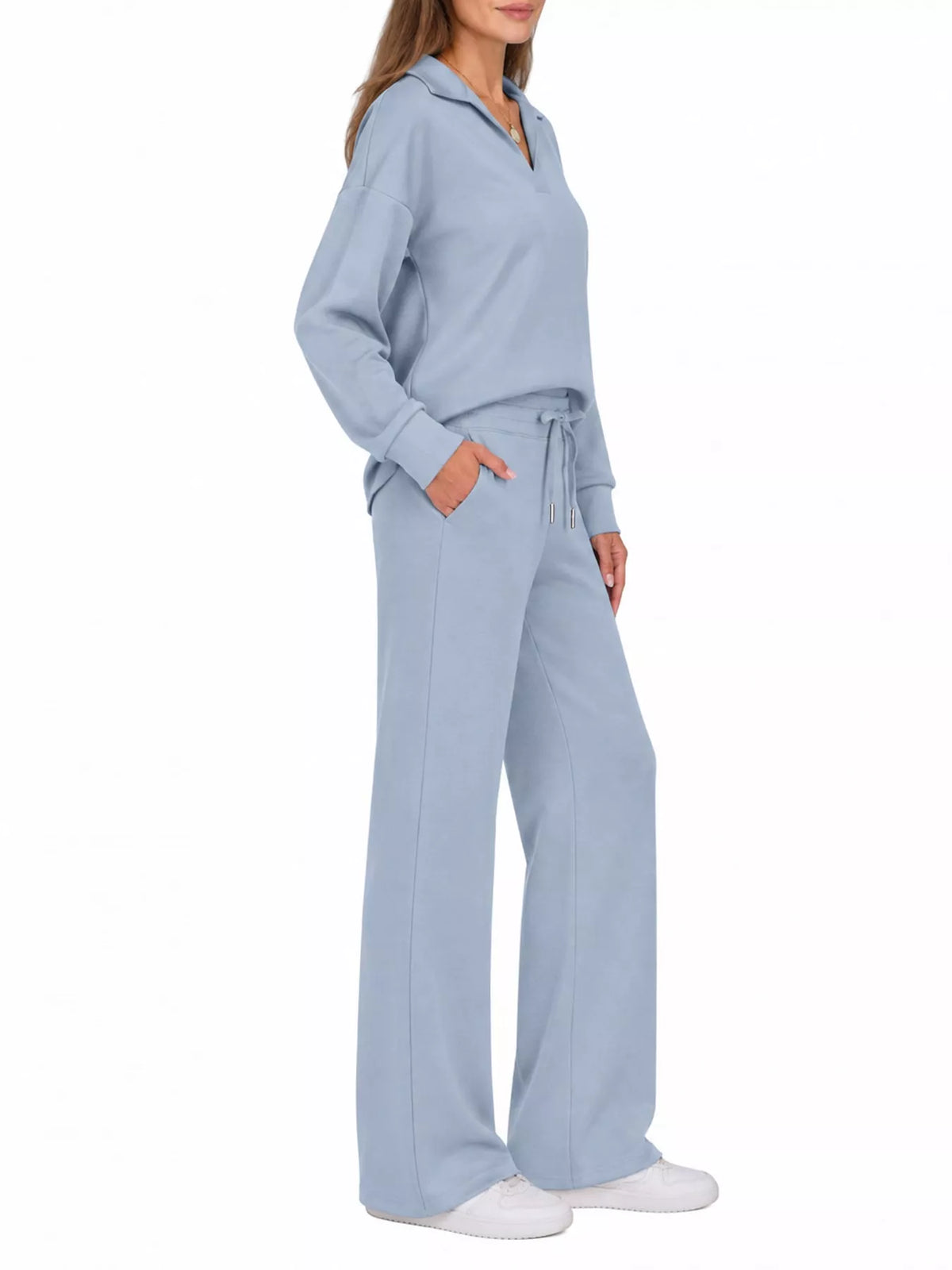 Dropped Shoulder Top and Pants Set