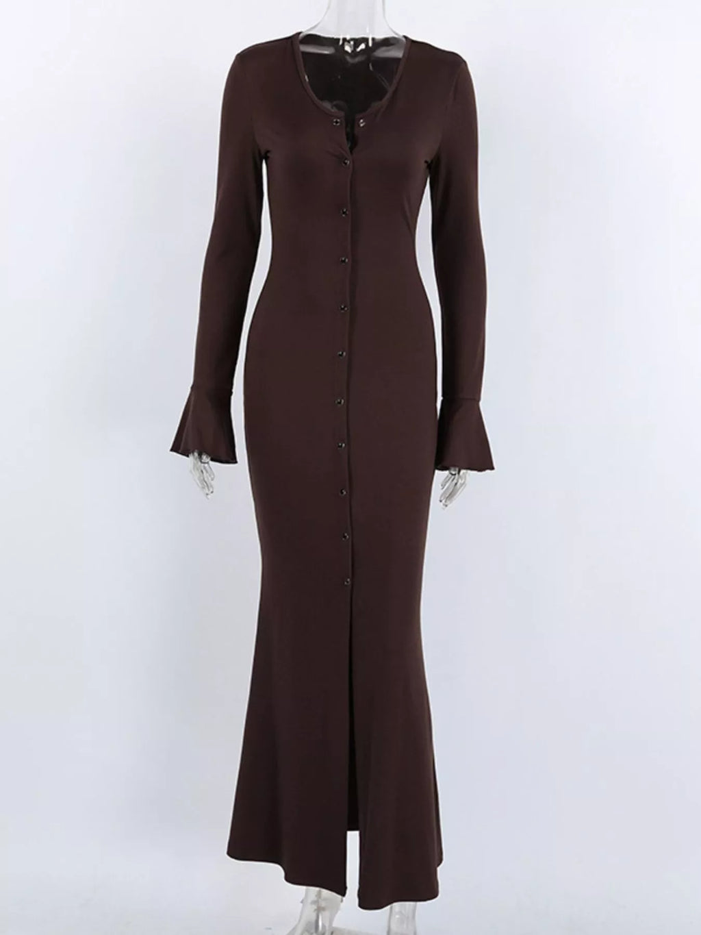 Button-Down Bodycon Maxi Dress