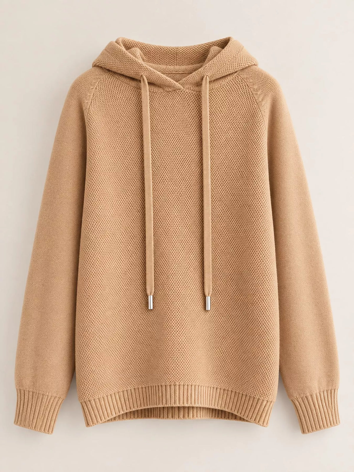 Drawstring Long Sleeve Hooded Knit Sweater