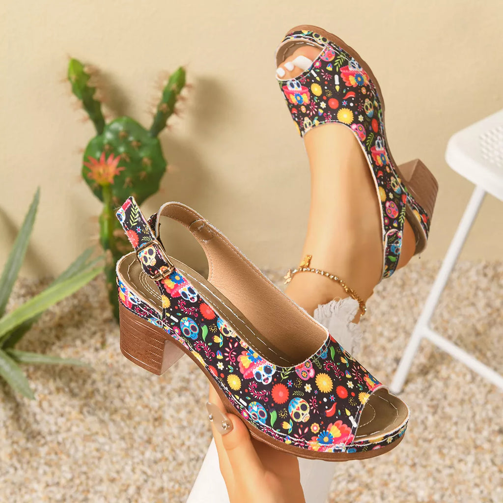 Peep Toe Block Heels Sandals