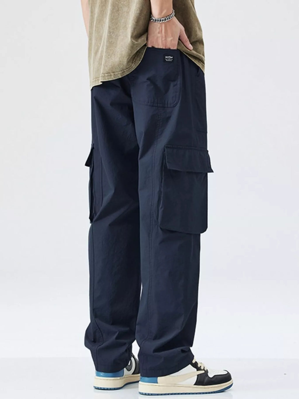Men's Plus Size Wide Leg Pocketed Pants