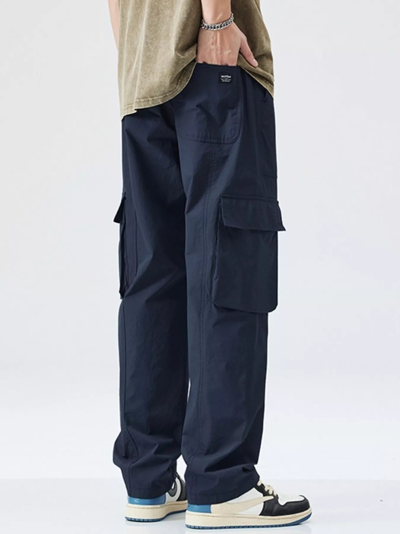 Men's Plus Size Wide Leg Pocketed Pants
