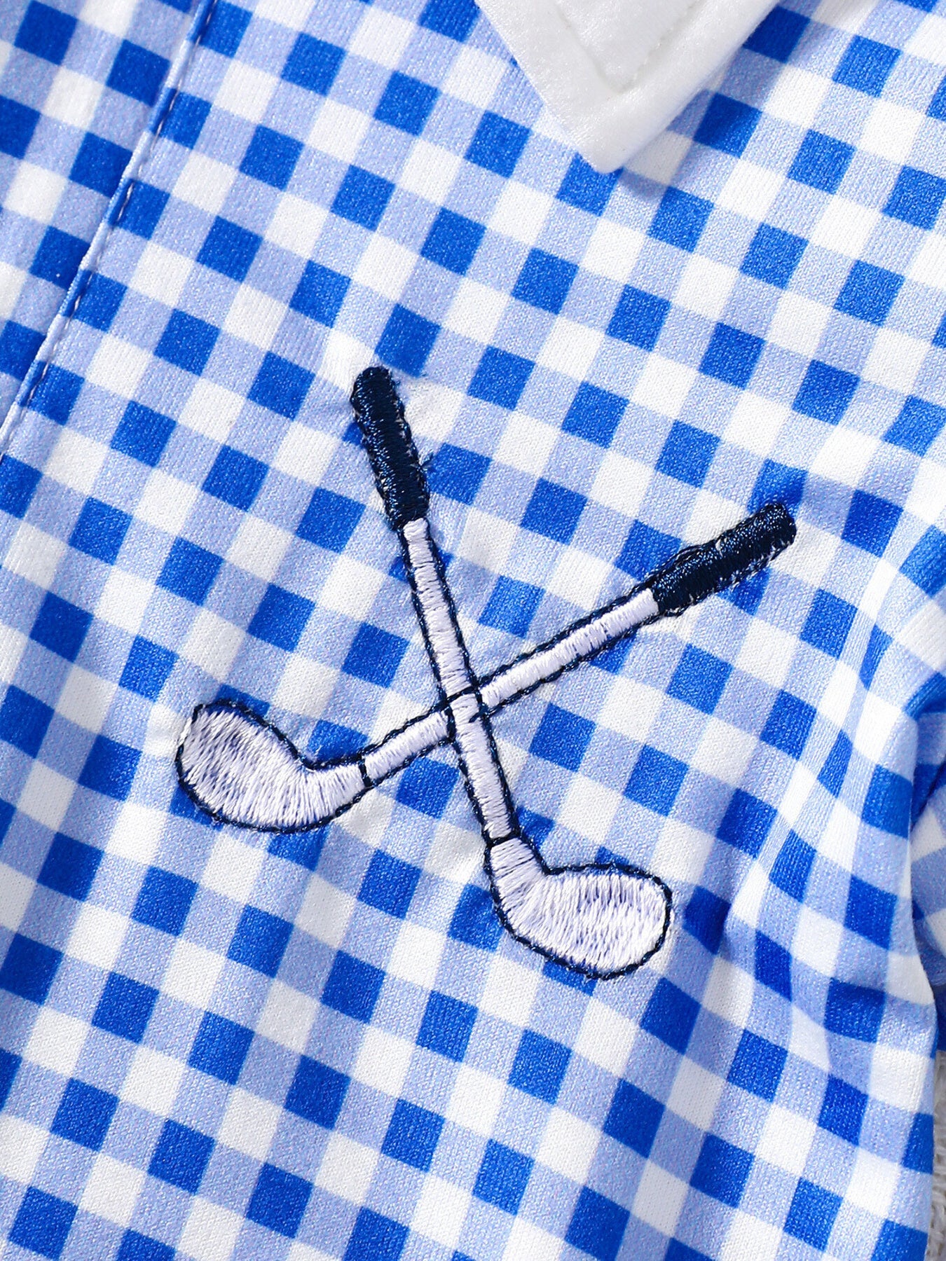 Children's Gingham Polo Collar Ruffle Hem Dress
