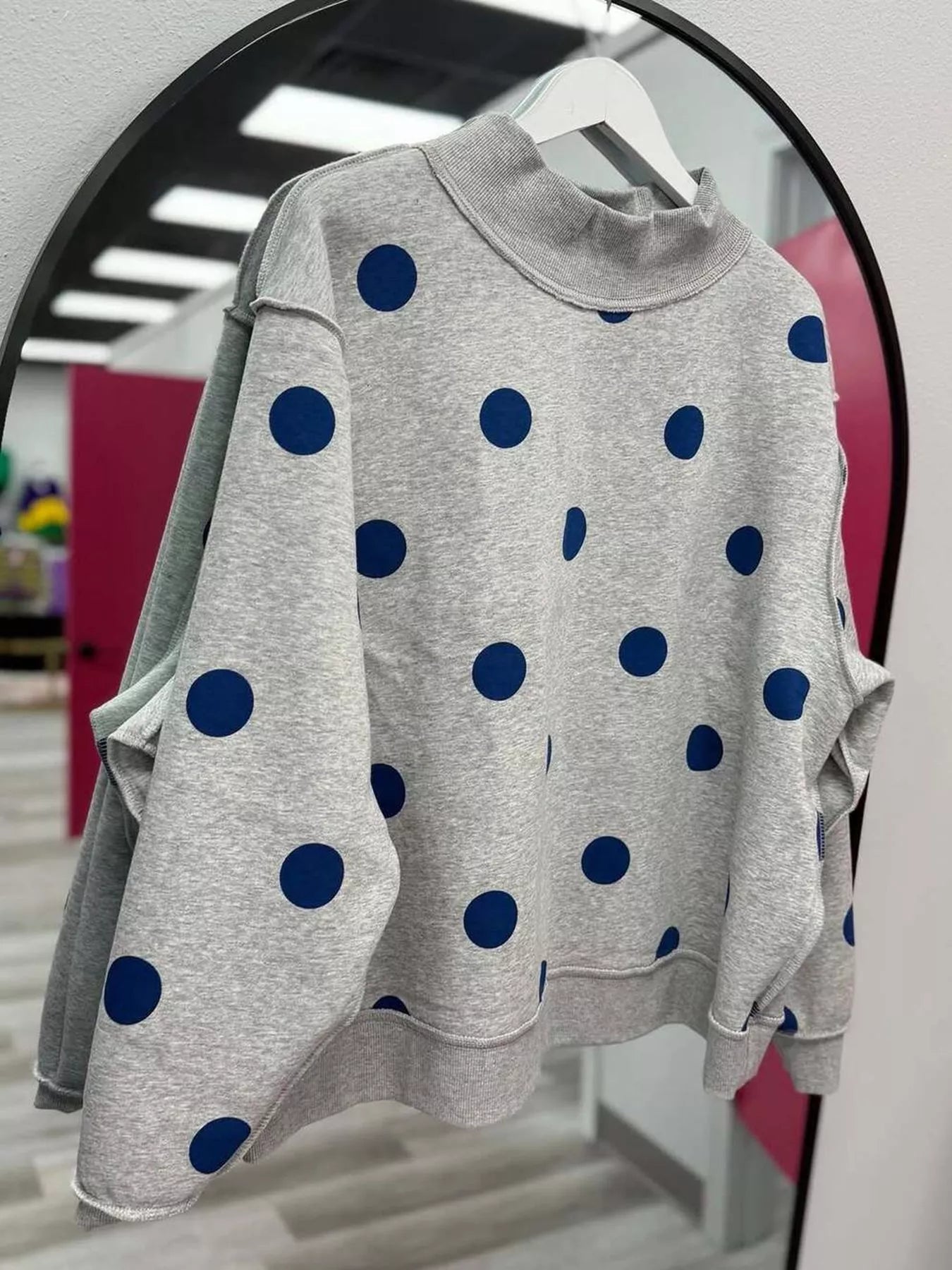 Oversized Polka Dot Crewneck Sweatshirt