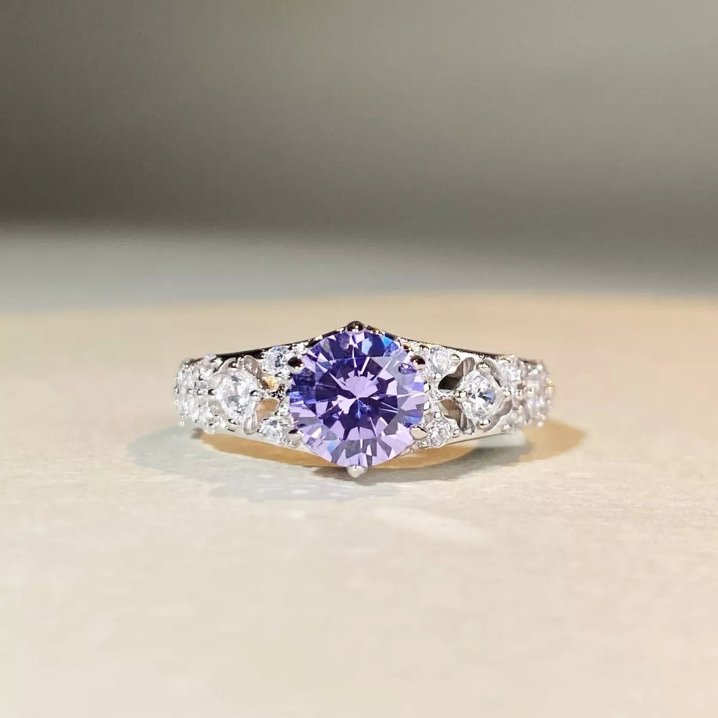 Growing High-Carbon Diamond 925 Sterling Silver Ring