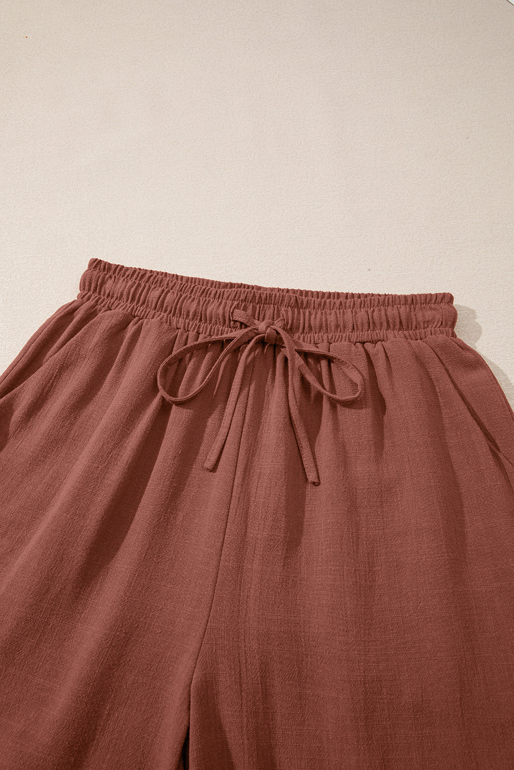 Lace Patchwork Drawstring High Waist Shorts