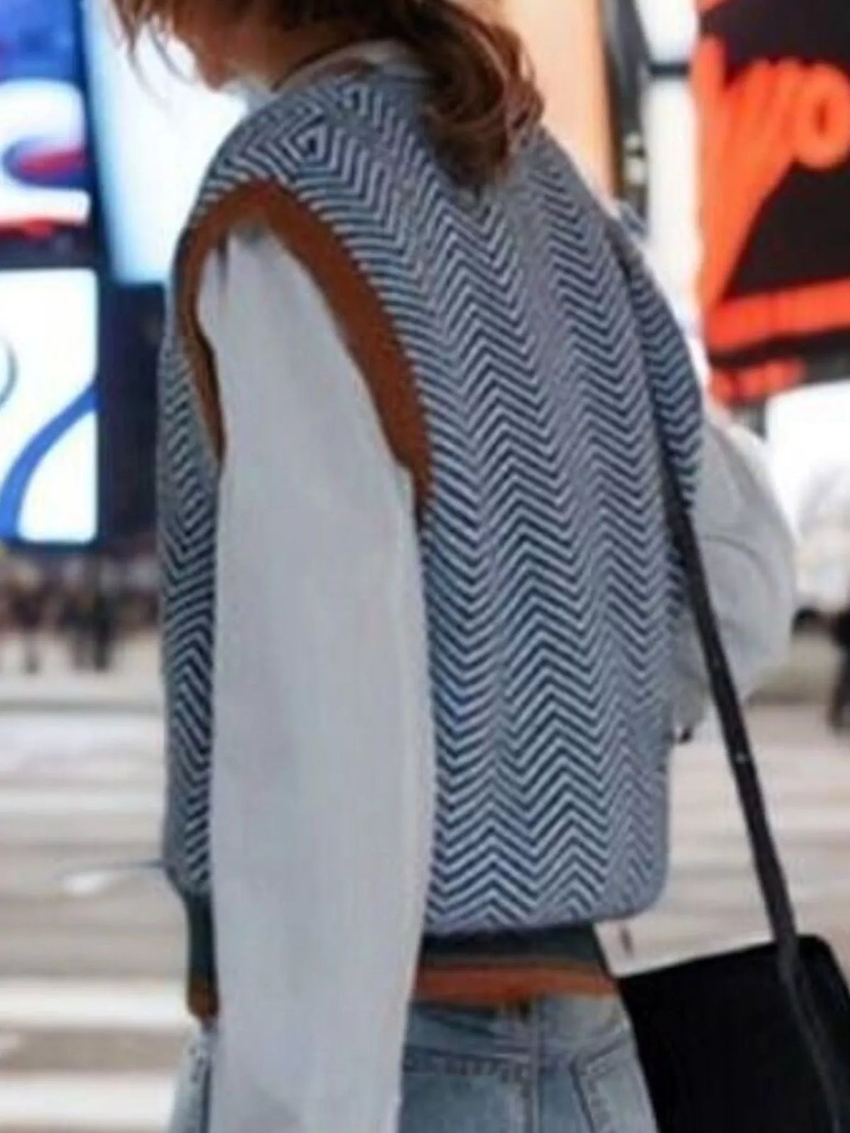 Chevron Pattern V-Neck Knit Sweater Vest