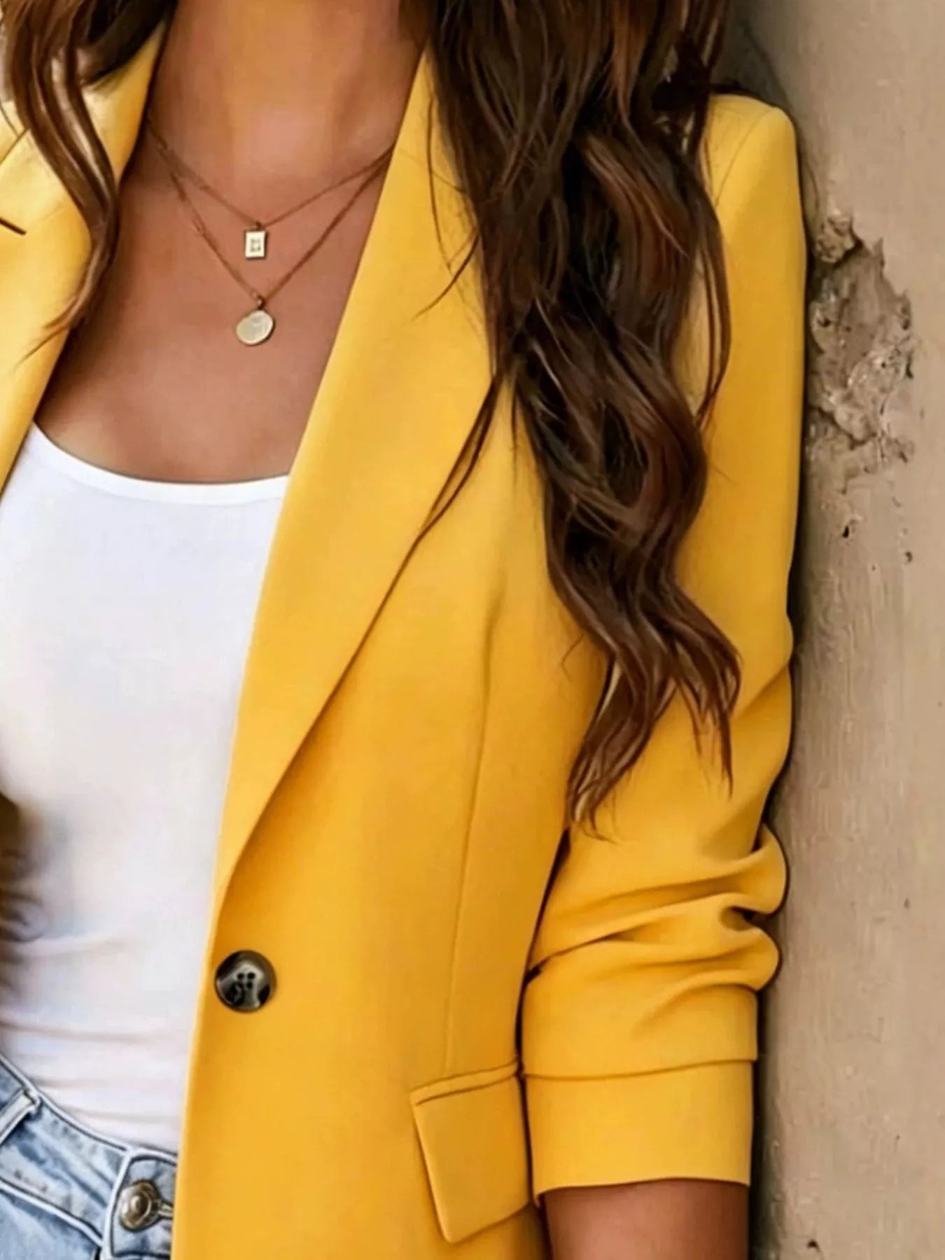 Full Size Single-Breasted Lapel Collar Blazer Plus Size