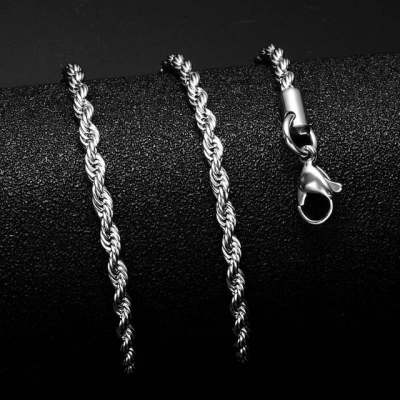Stainless Steel Fried Dough Twists Necklace Fried Dough Twists Chain