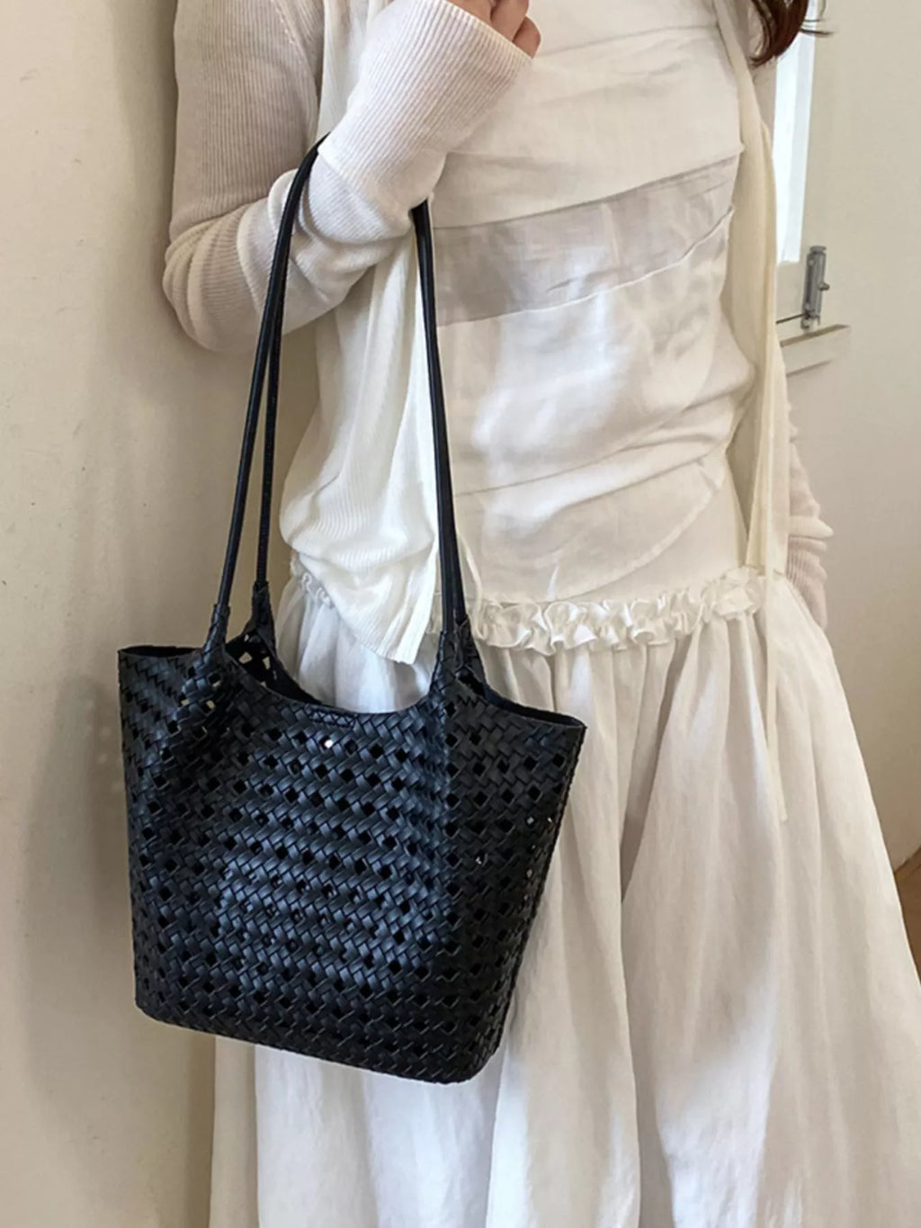 Woven Leather Shoulder Bag