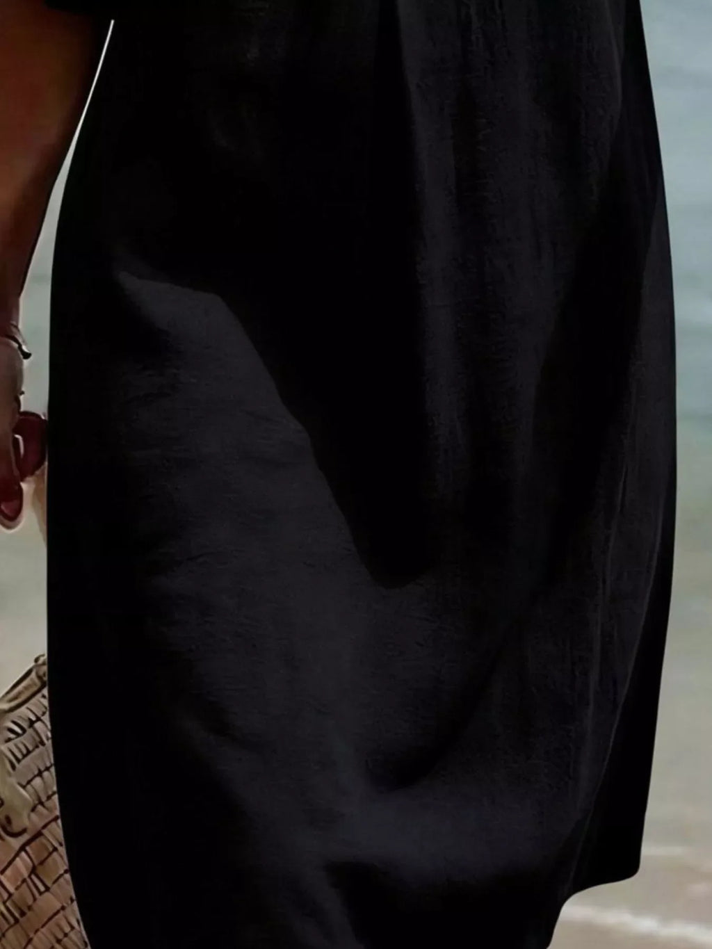 Full Size Decorative Button Ruffle Half Sleeve Dress Plus Size