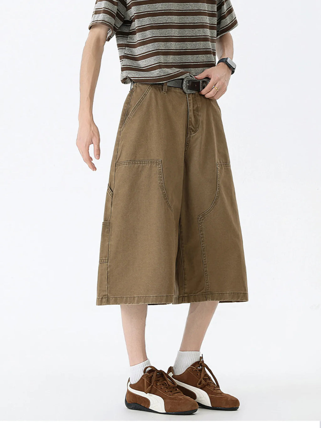 Men's Full Size Wide Leg Cargo Denim Shorts Plus Size