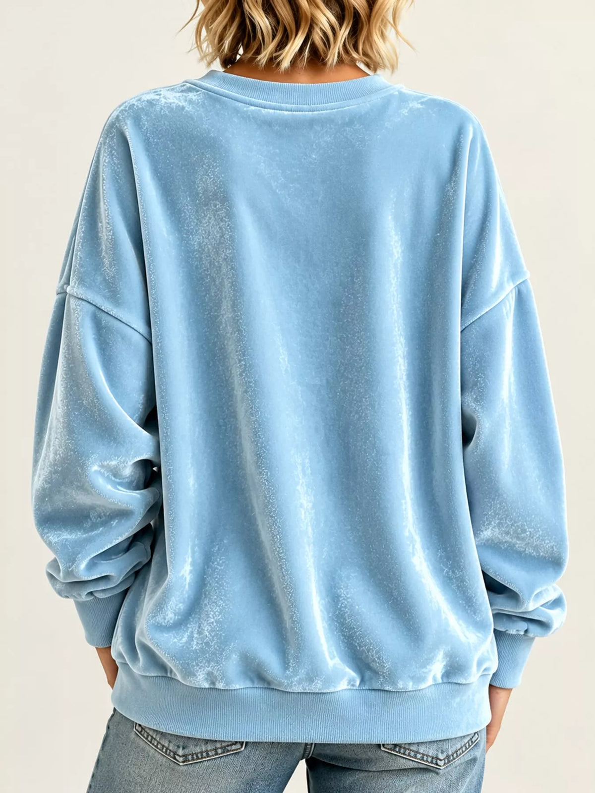 Full Size Crew Neck Drop Shoulder Sweatshirt Plus Size