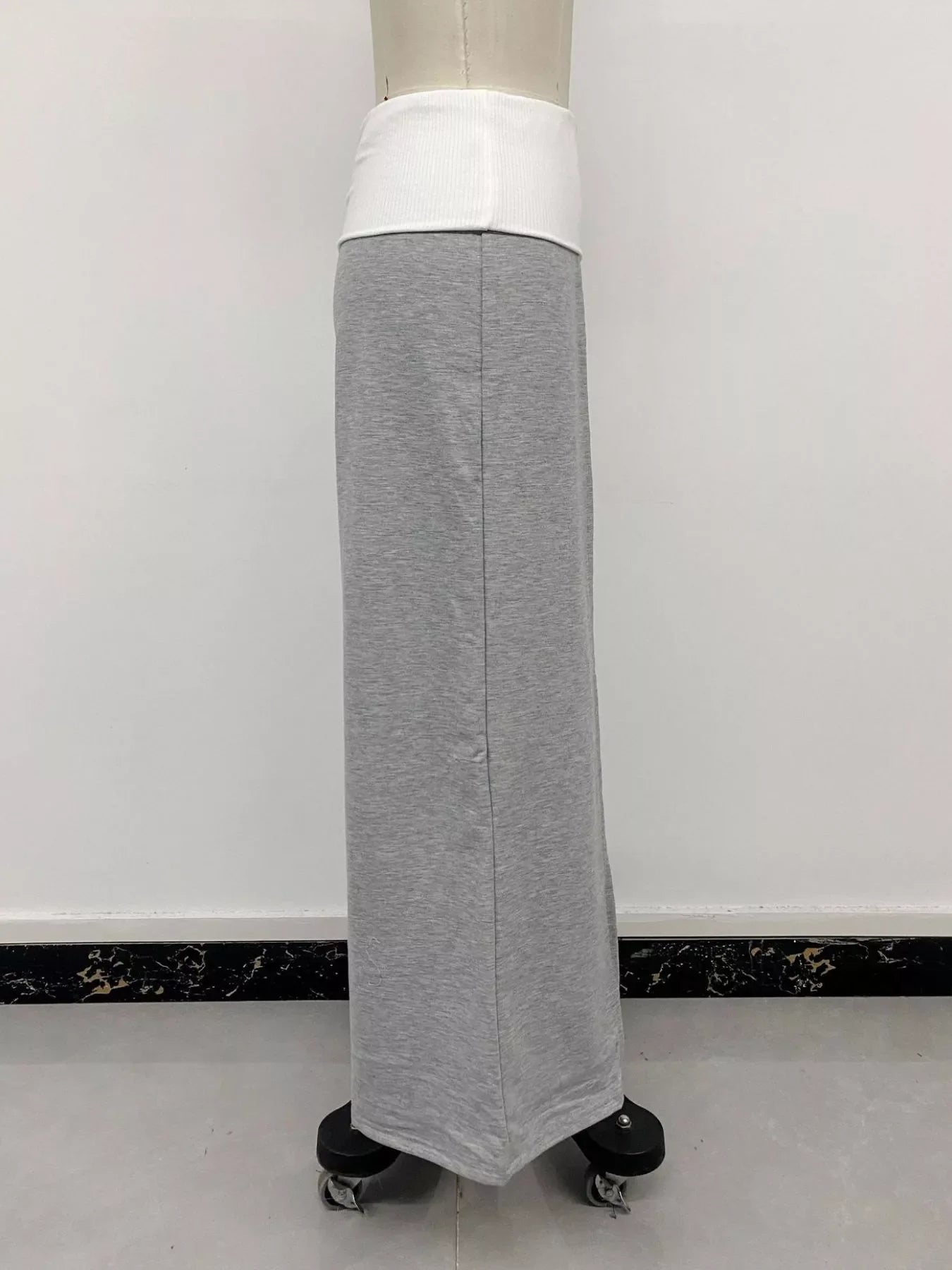 High-Waisted Wide-Leg Contrast Pants