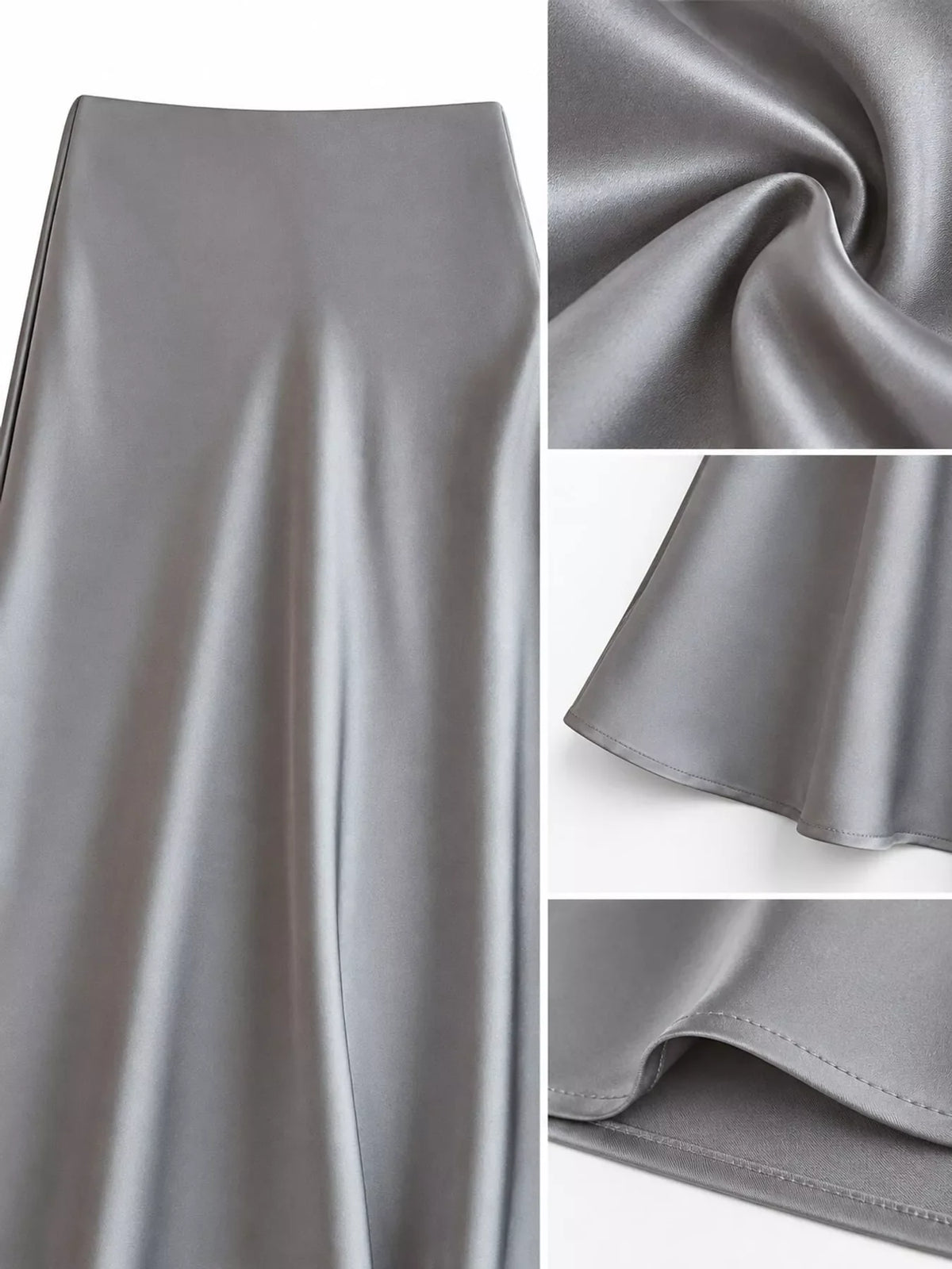 Full Size High-Waisted Satin Midi Skirt Plus Size