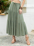 Boho Print Tiered Maxi Skirt