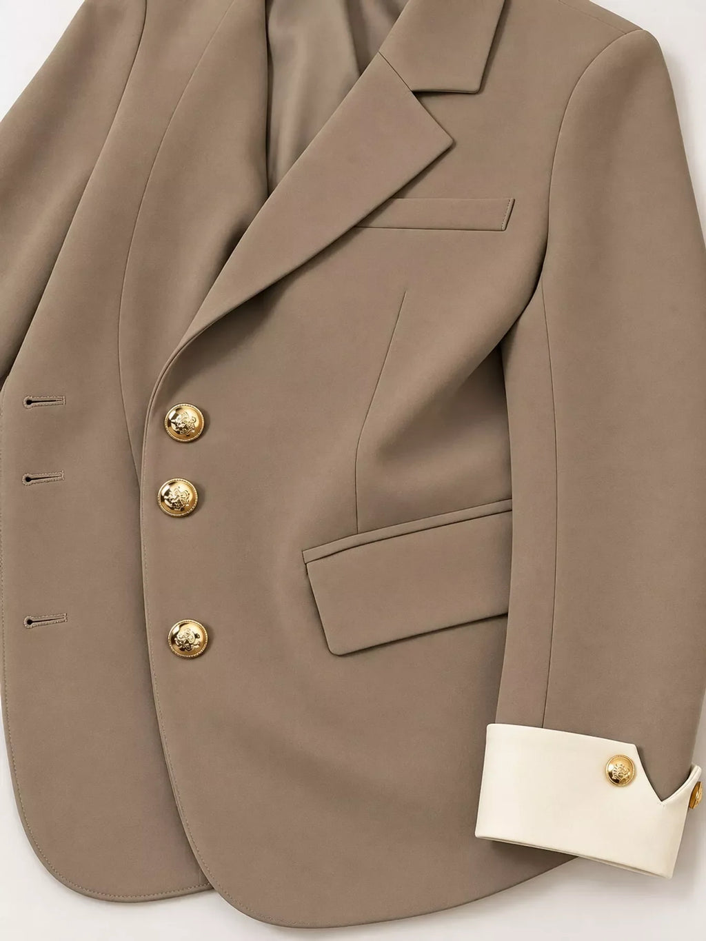 Full Size Single-Breasted Blazer with Gold Button Accents Plus Size