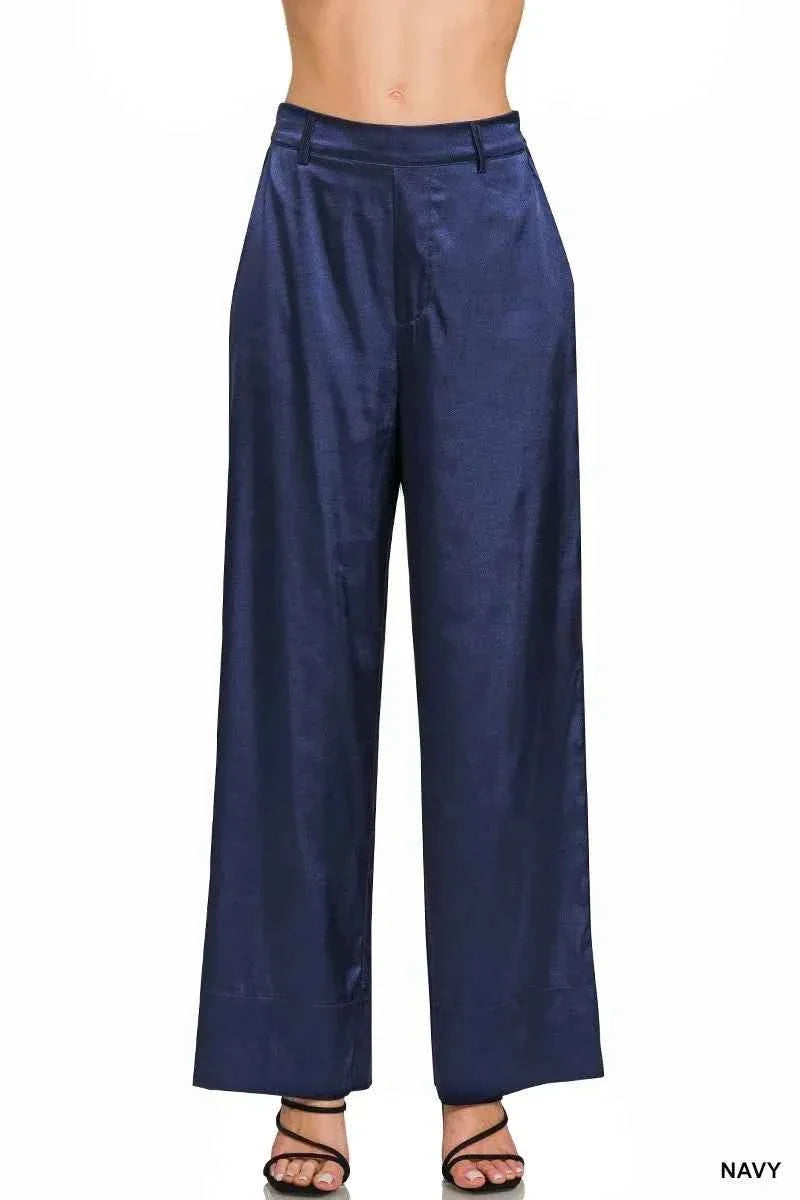 Wide-Leg Satin Palazzo Pants