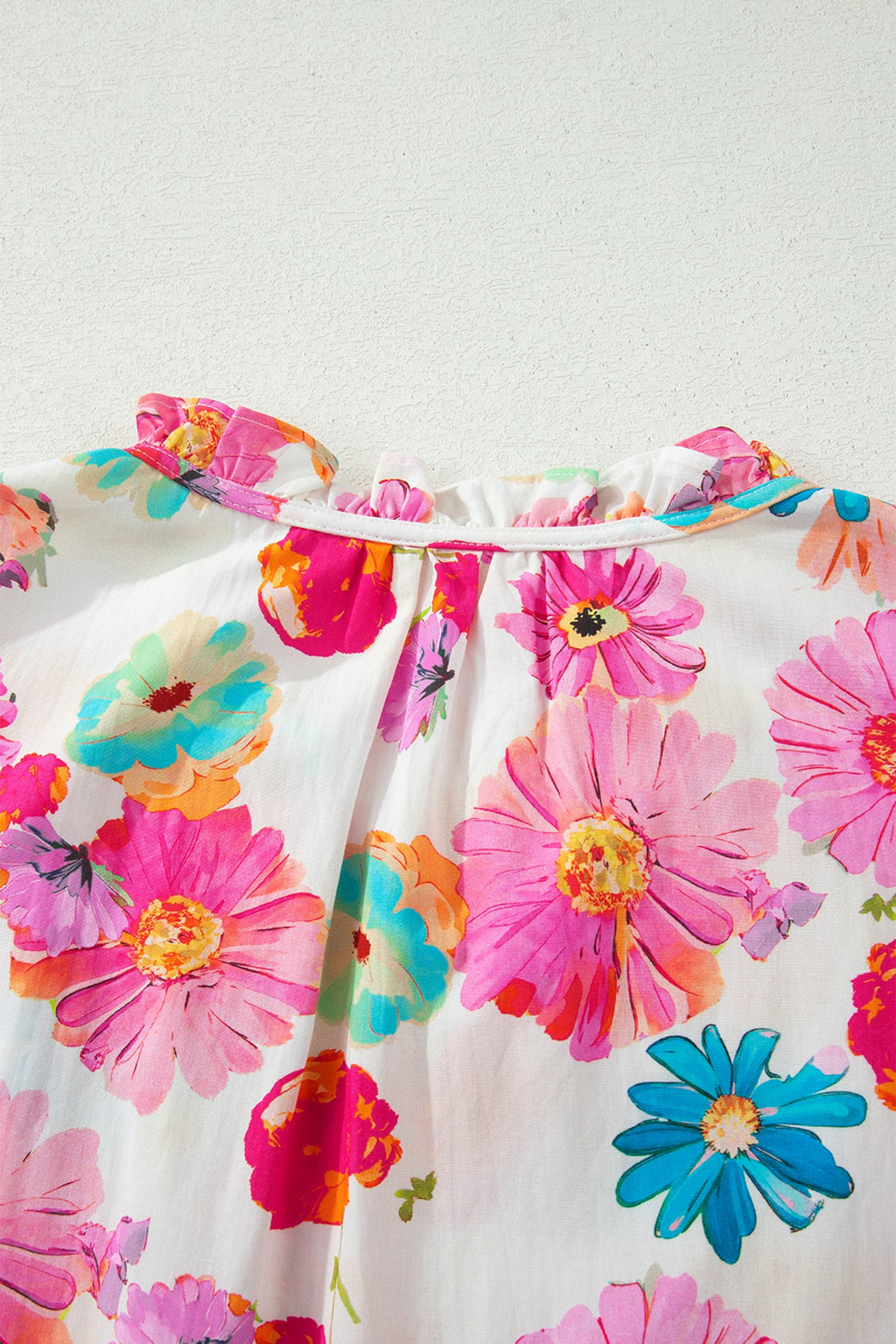 Pink Plus Size Floral Print Ruched Short Sleeve Blouse