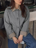 Button-Down Outerwear with Gingham Contrast Details
