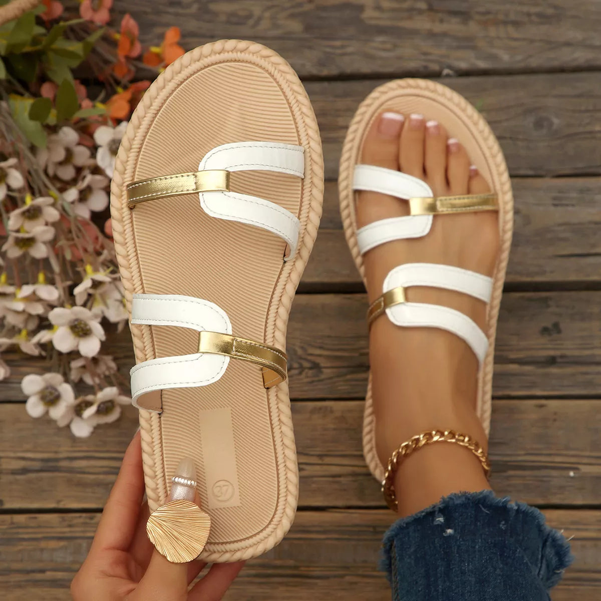 Open Toe Flats Sandals