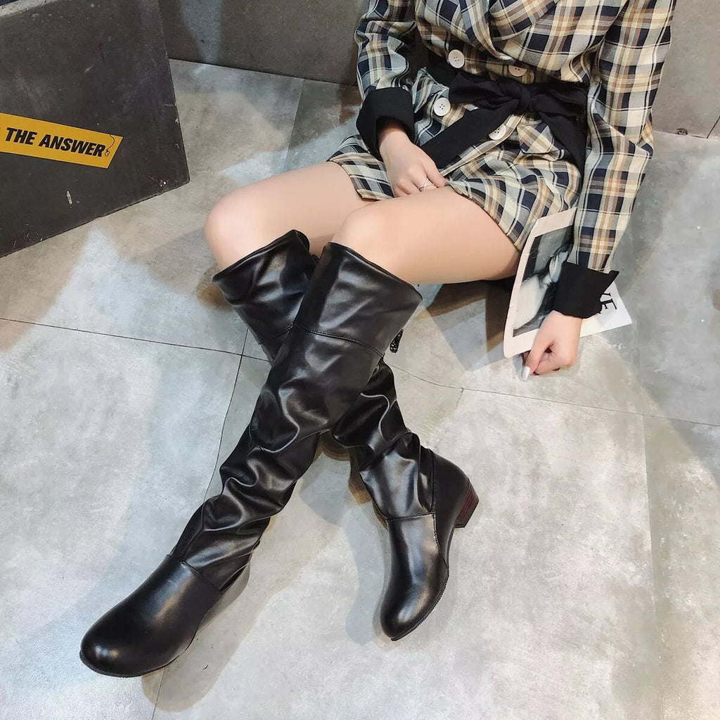 Round Toe Low Heel Boots