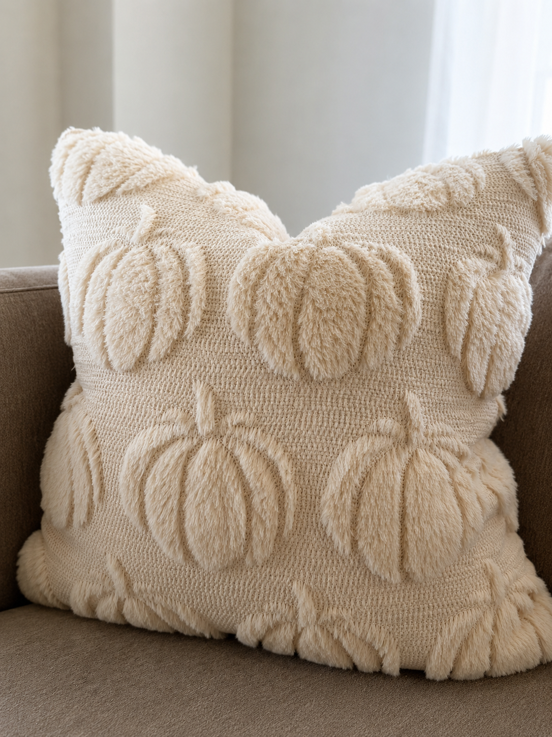 Beige Pumpkin Pillow Cover