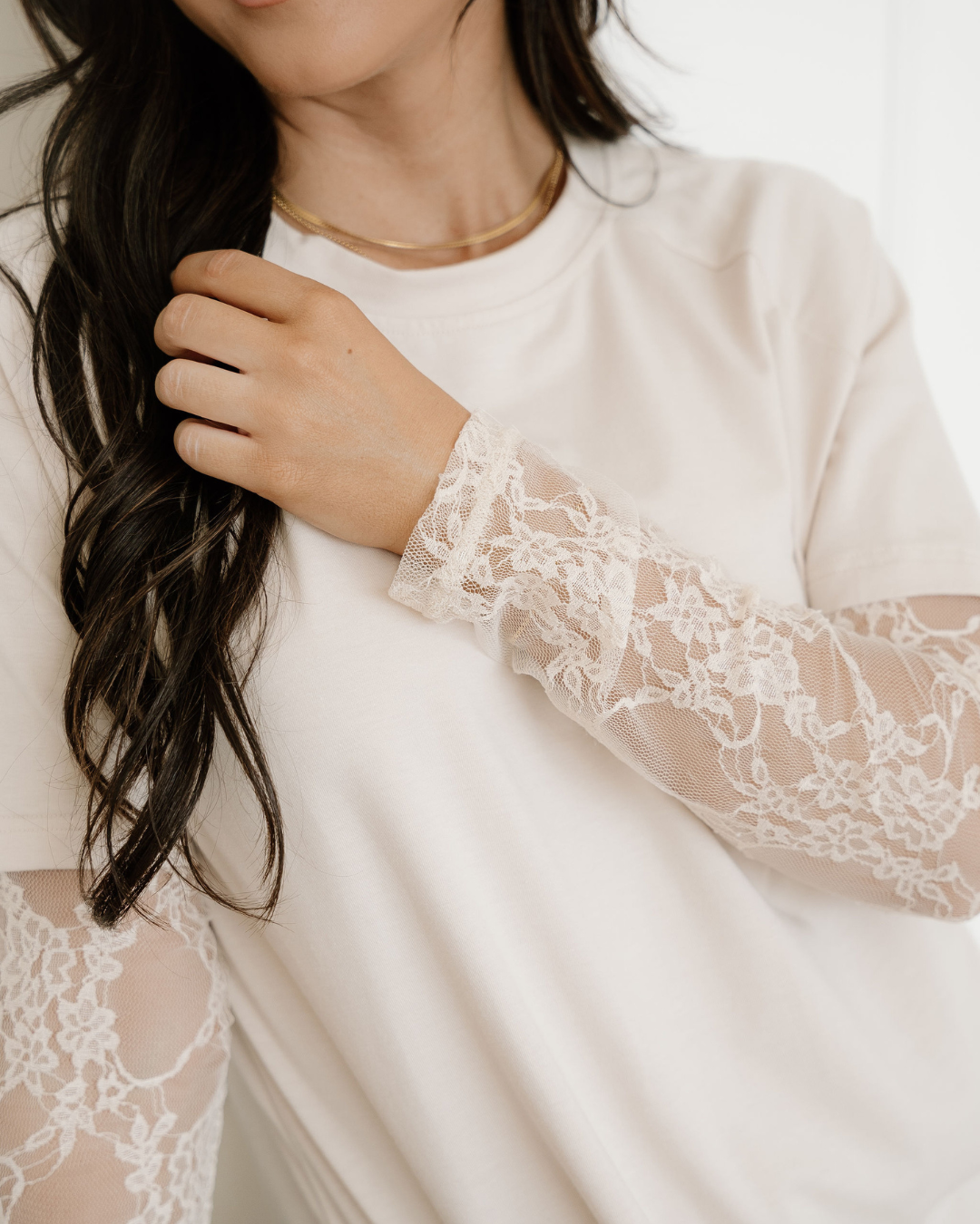 Layered Lace Long Sleeve T Shirt