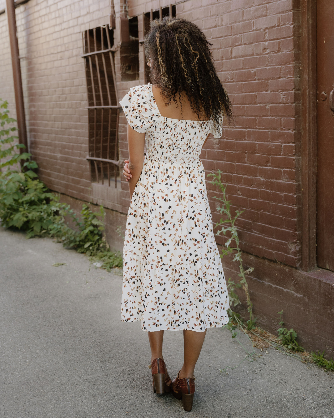 Estelle Smocked Square Neck Ruffle Short Sleeve Dress