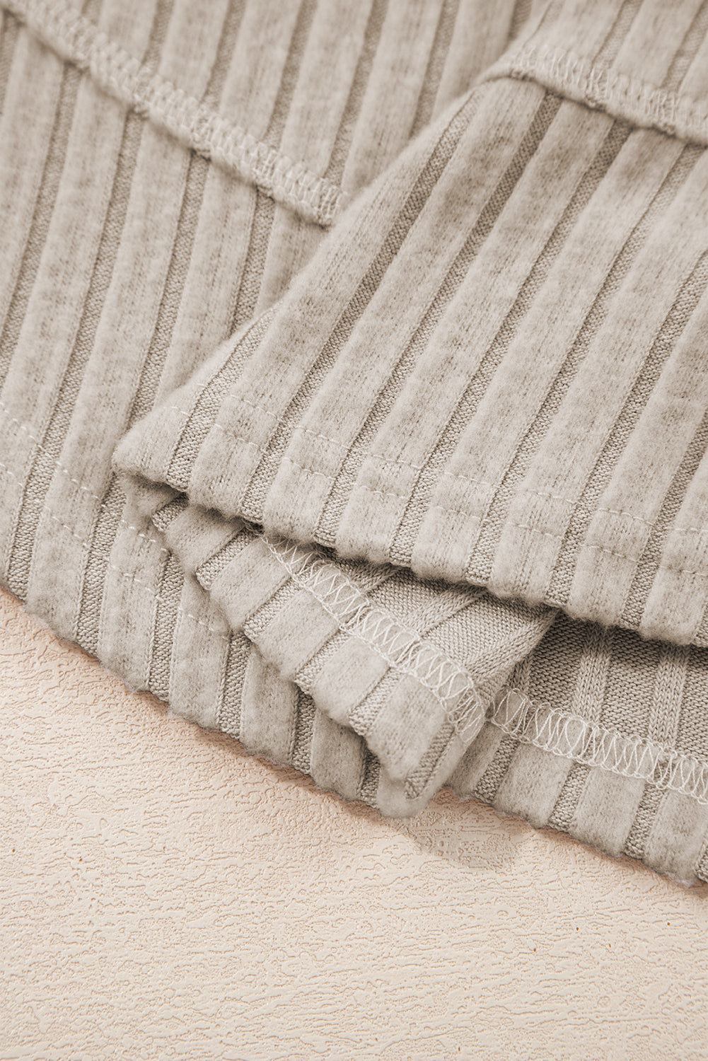 Solid Ribbed Knit Textured Round Neck Top