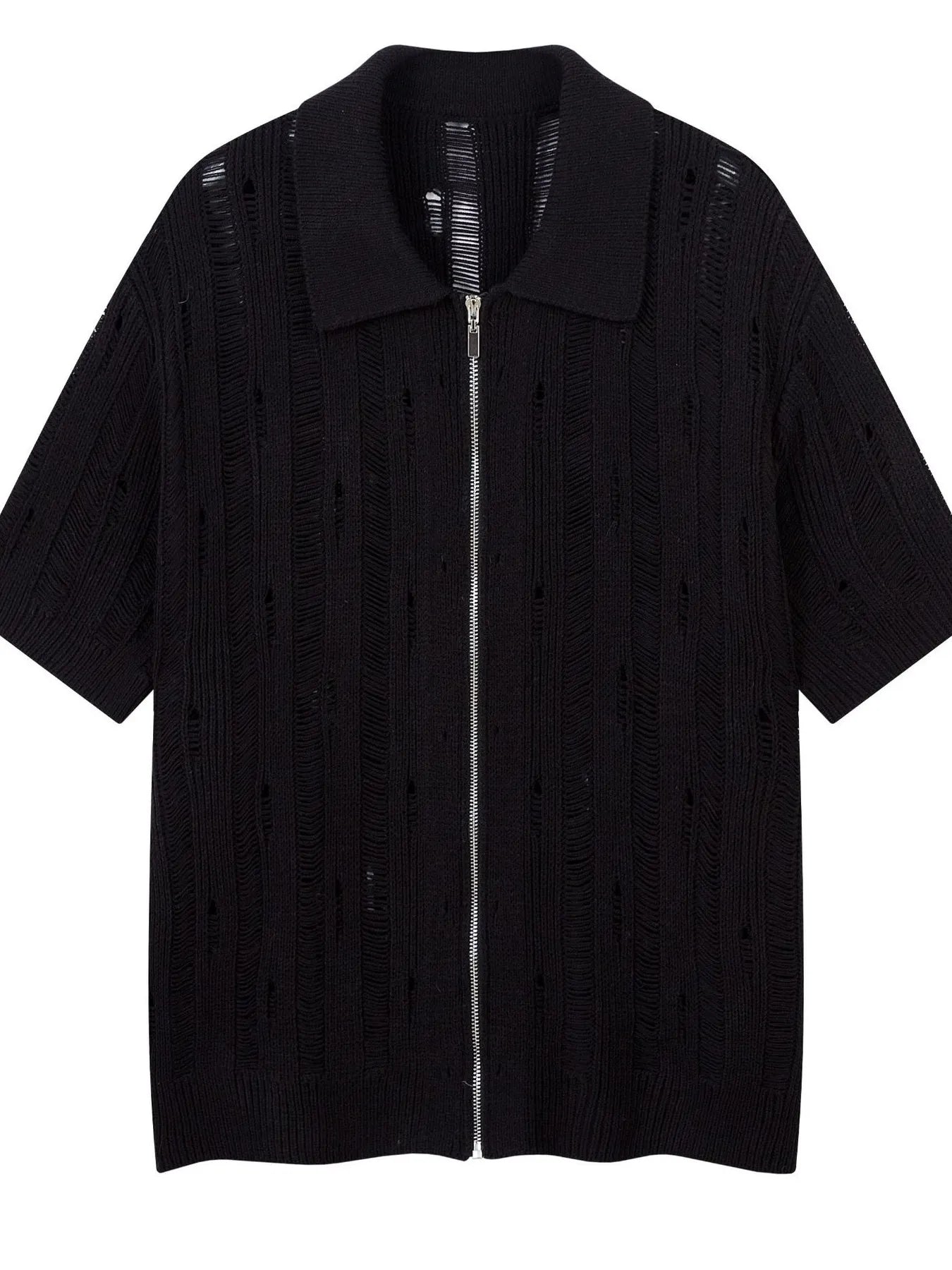 Men's Zip Up Openwork Cardigan
