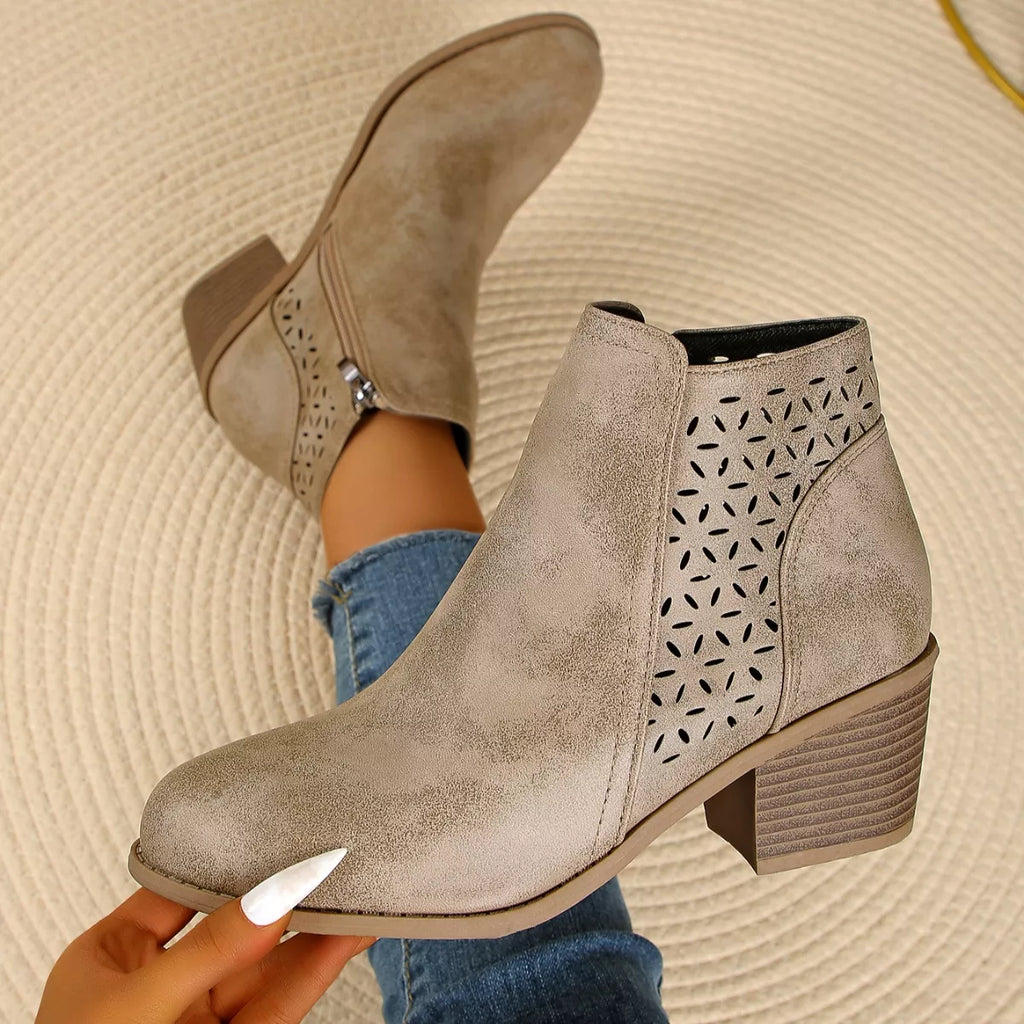 Point Toe Block Heels Boots