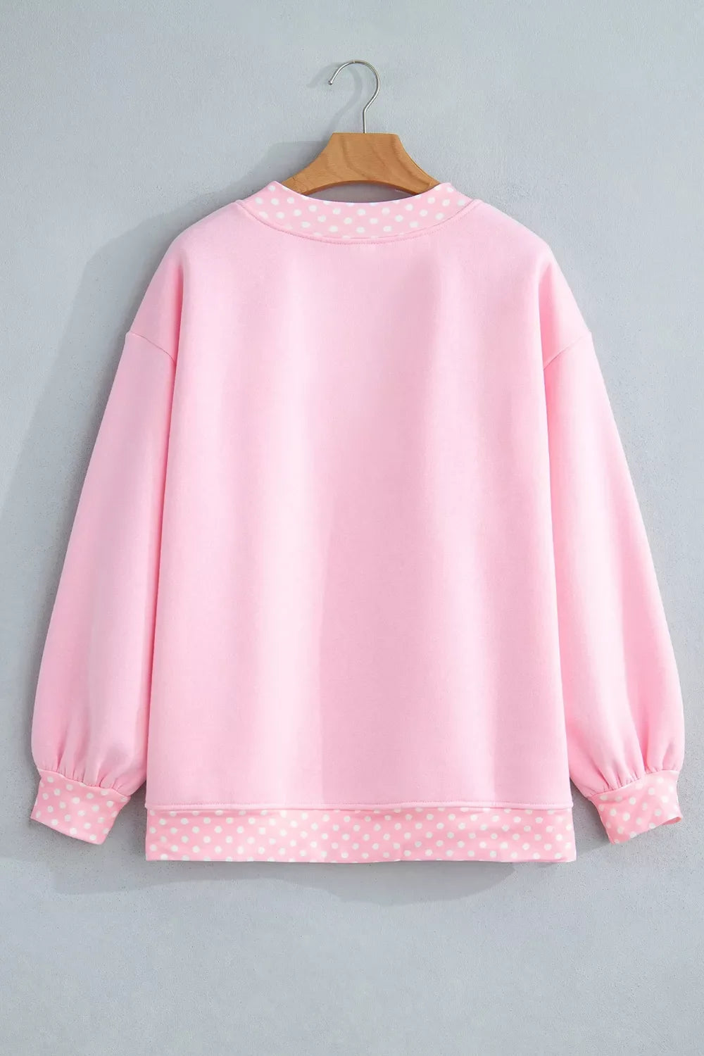 Polka Dot Letter Print Mock Neck Pullover Sweatshirt