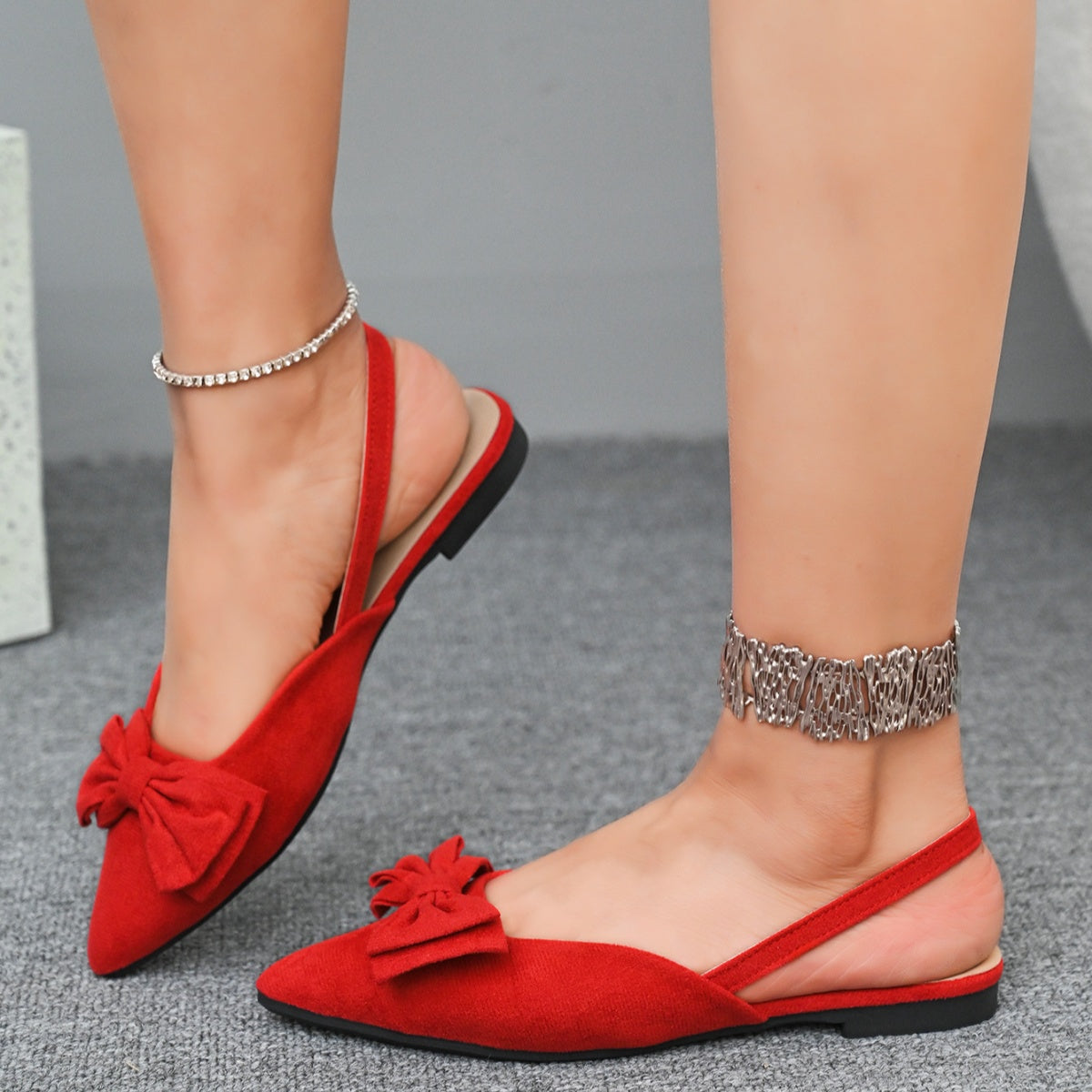 Bow-Decorated Slingback Sandals