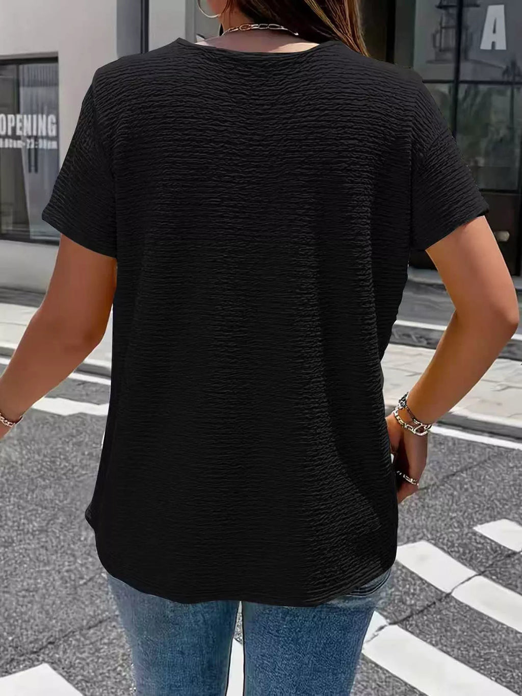 Textured Short Sleeve Top