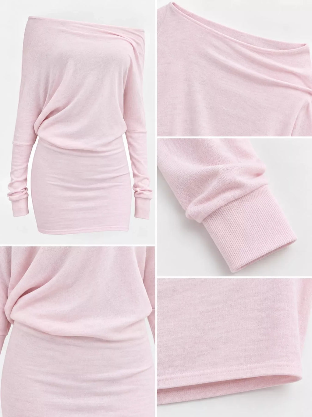 One Shoulder Knit Mini Dress