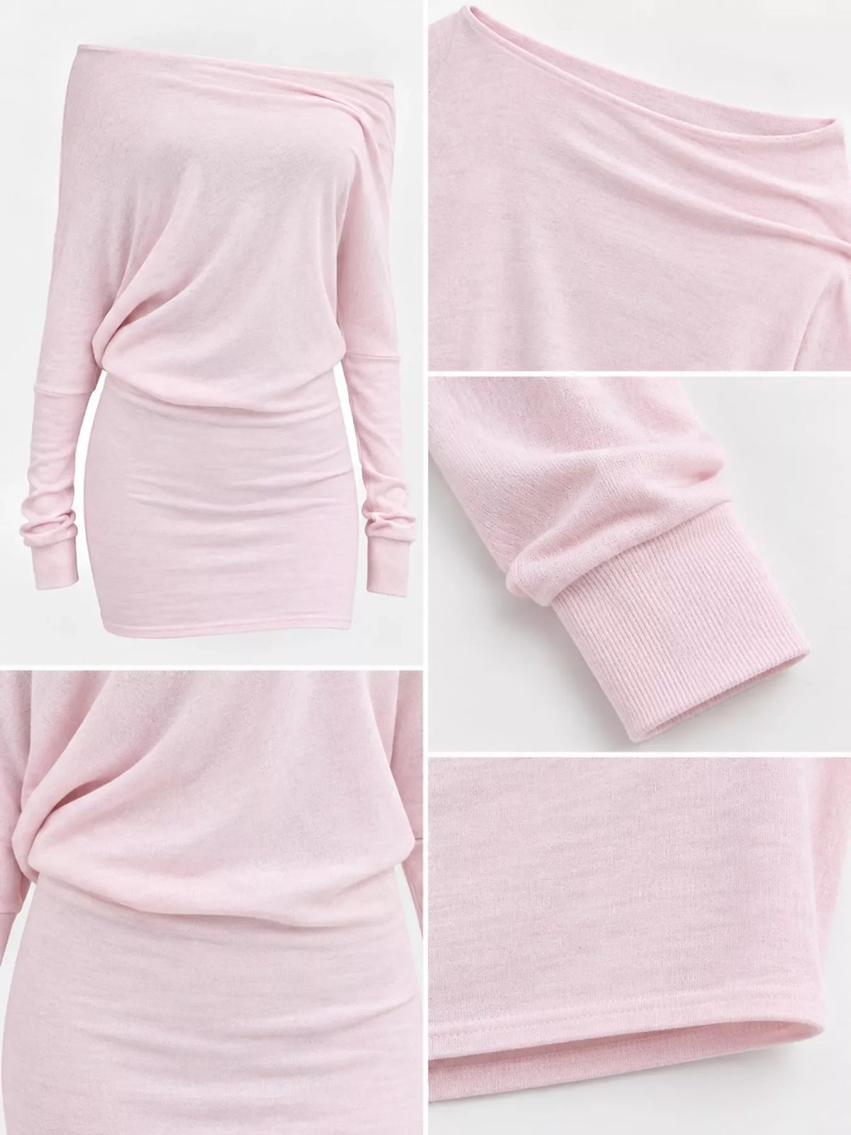 One Shoulder Knit Mini Dress