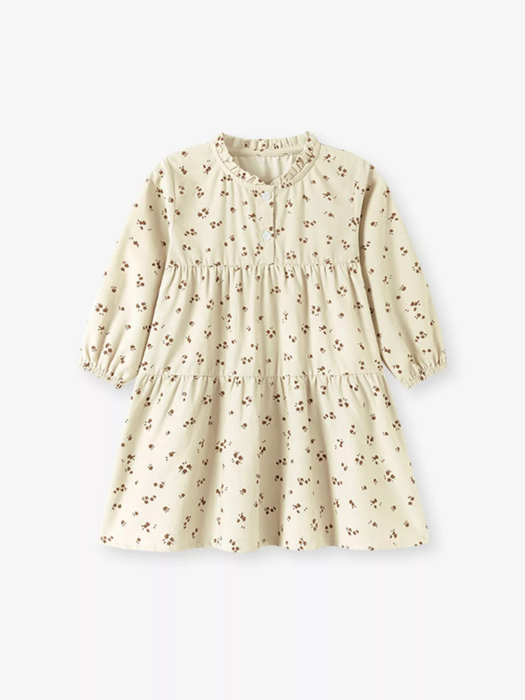 Children's Floral Print Tiered Long Sleeve Dress