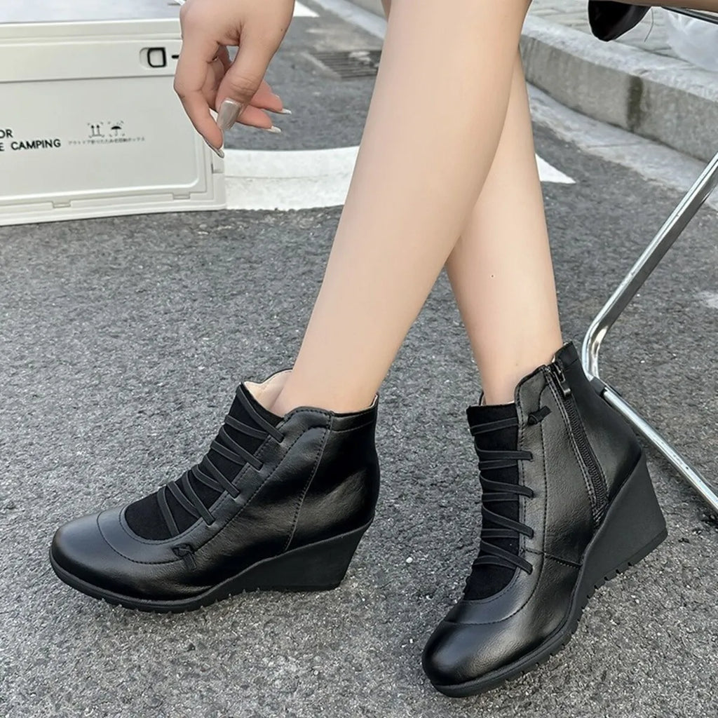 Lace Up Wedge Boots