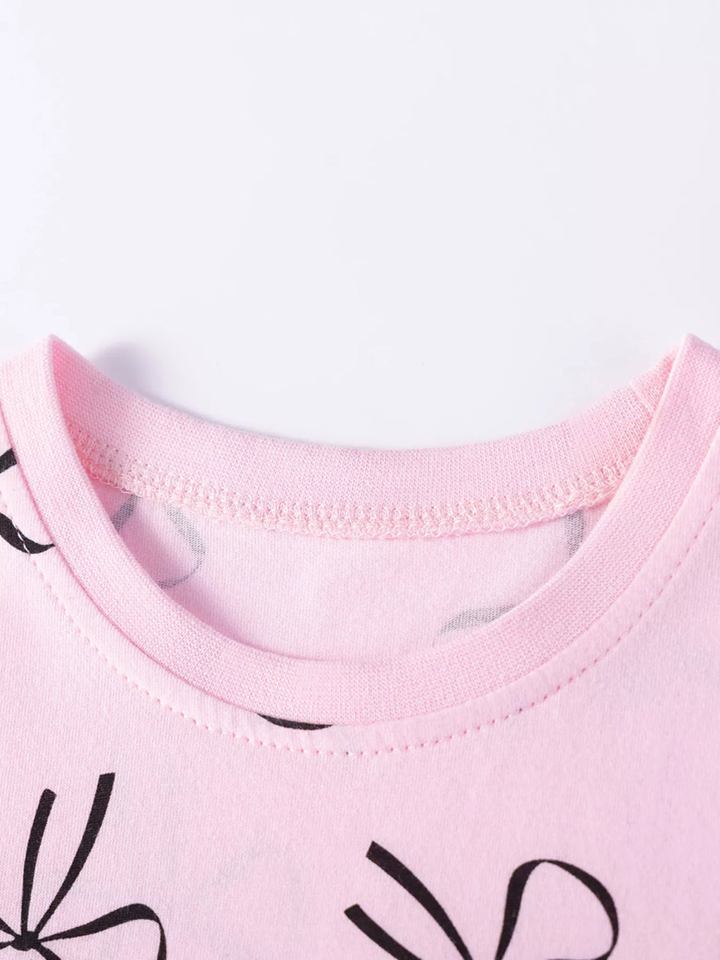 Children's Bow-Print Ruffle Sleeve Casual Dress
