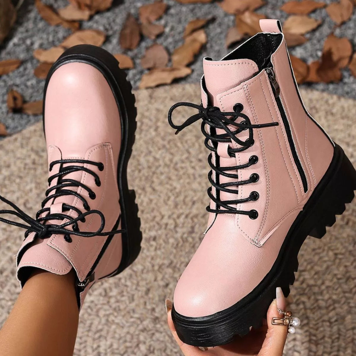 Round Toe Block Heels Boots